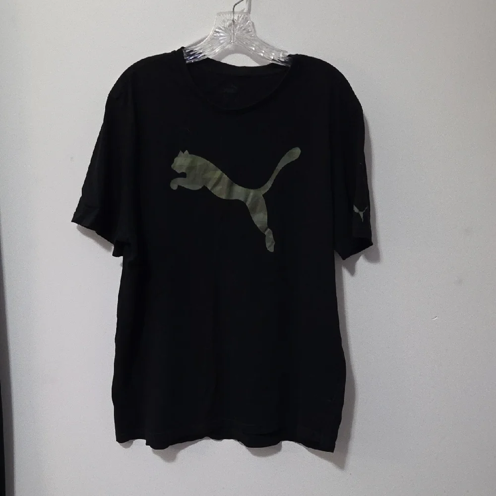 Excellant Conditio Black T-Shirt with Camo Puma Logo - Picture 1 of 6